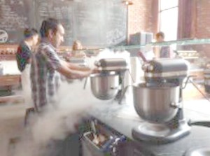 Liquid Nitrogen is added to create a one-of-a-kind, smooth and rich ice cream