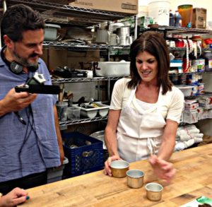 Annika telling Jeff about the pie tins.