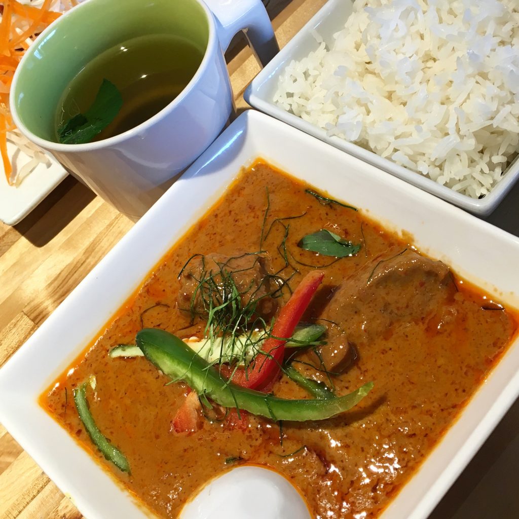 Panang Curry with RIce from Manow Thai in Long Beach 