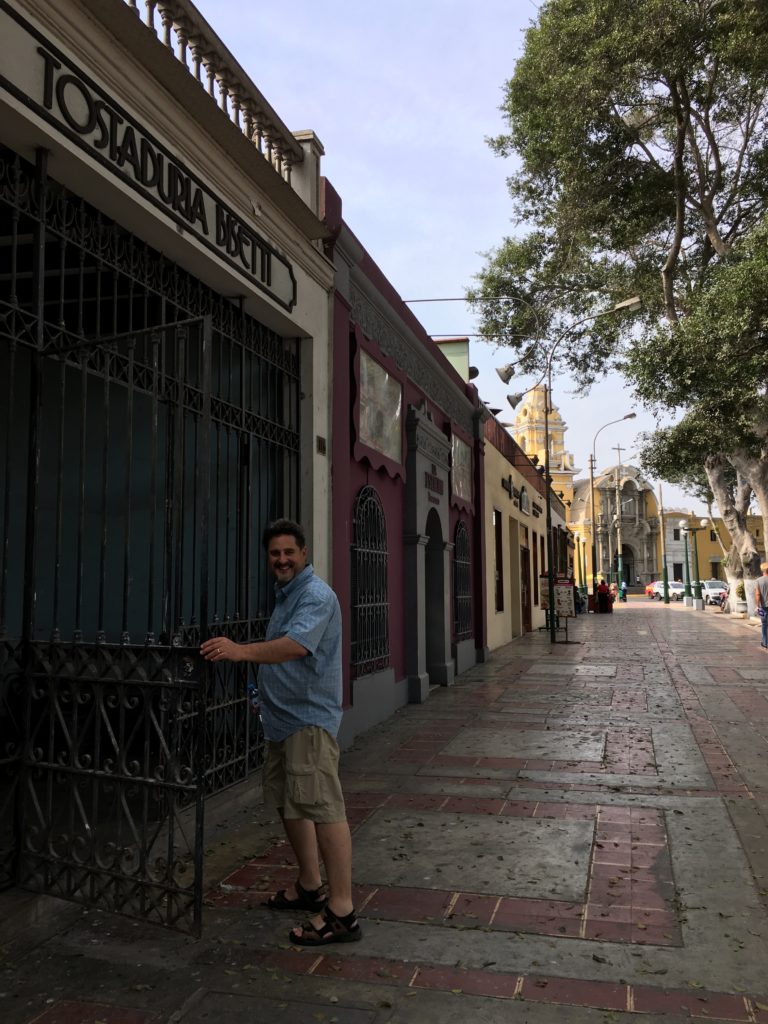 Jeff is heading into Cafe Bisette in the Barranco District of Lima