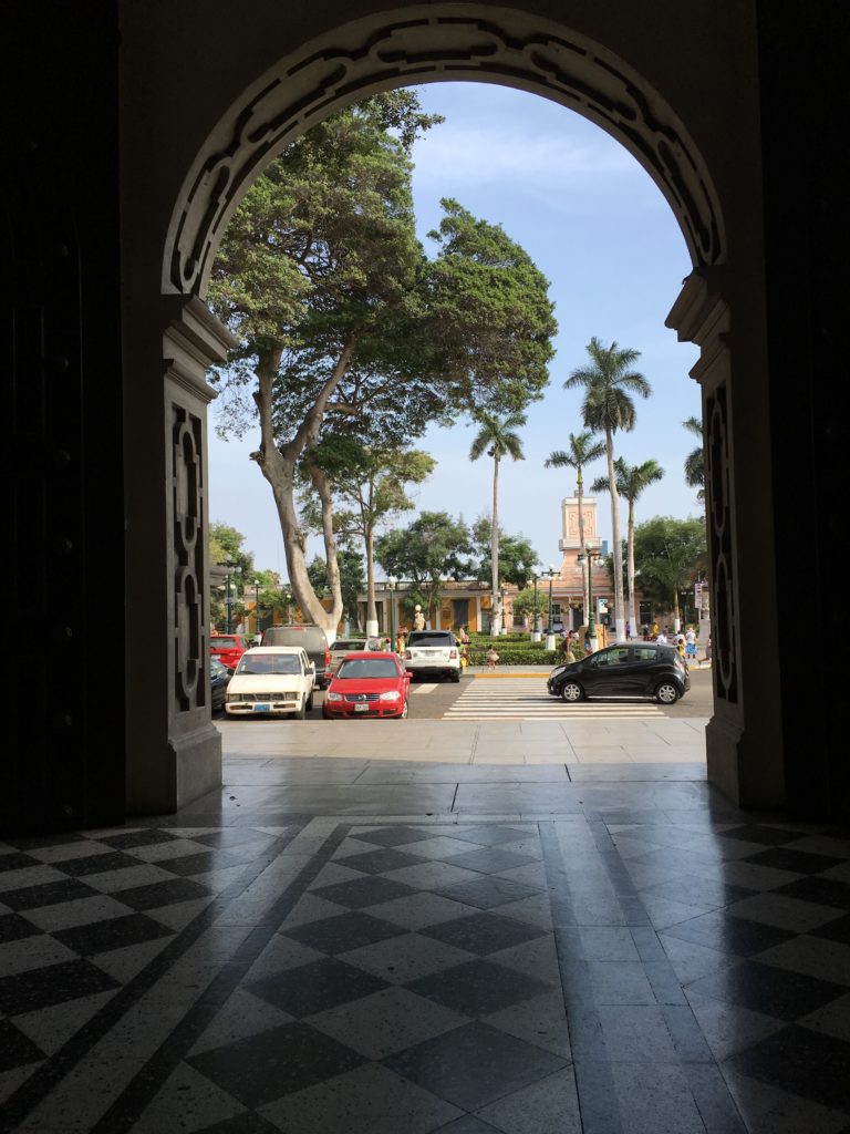 A view onto the main plaza of Barranco