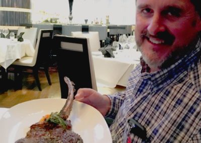 Jeff about to enjoy a 32 oz Longbone Ribeye Steak