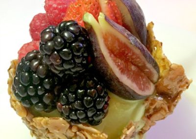 Fresh Fruit with Ice Cream in a Nest.