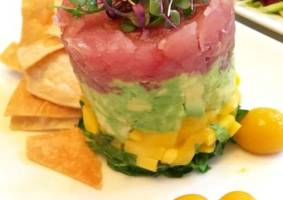 Tuna Tartare: Mango, Avocado and Tortilla Chips.